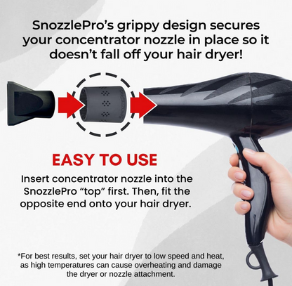 SnozzlePro Universal Hair Dryer Nozzle Adapter & Concentrator (2-Piece Set)