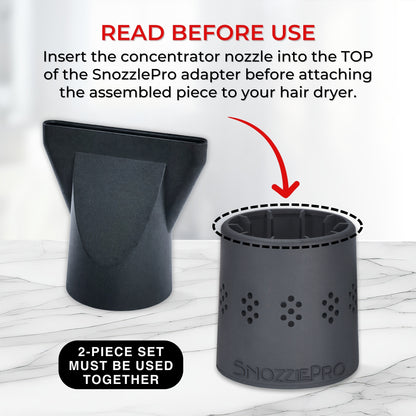 SnozzlePro Universal Hair Dryer Nozzle Adapter & Concentrator (2-Piece Set)